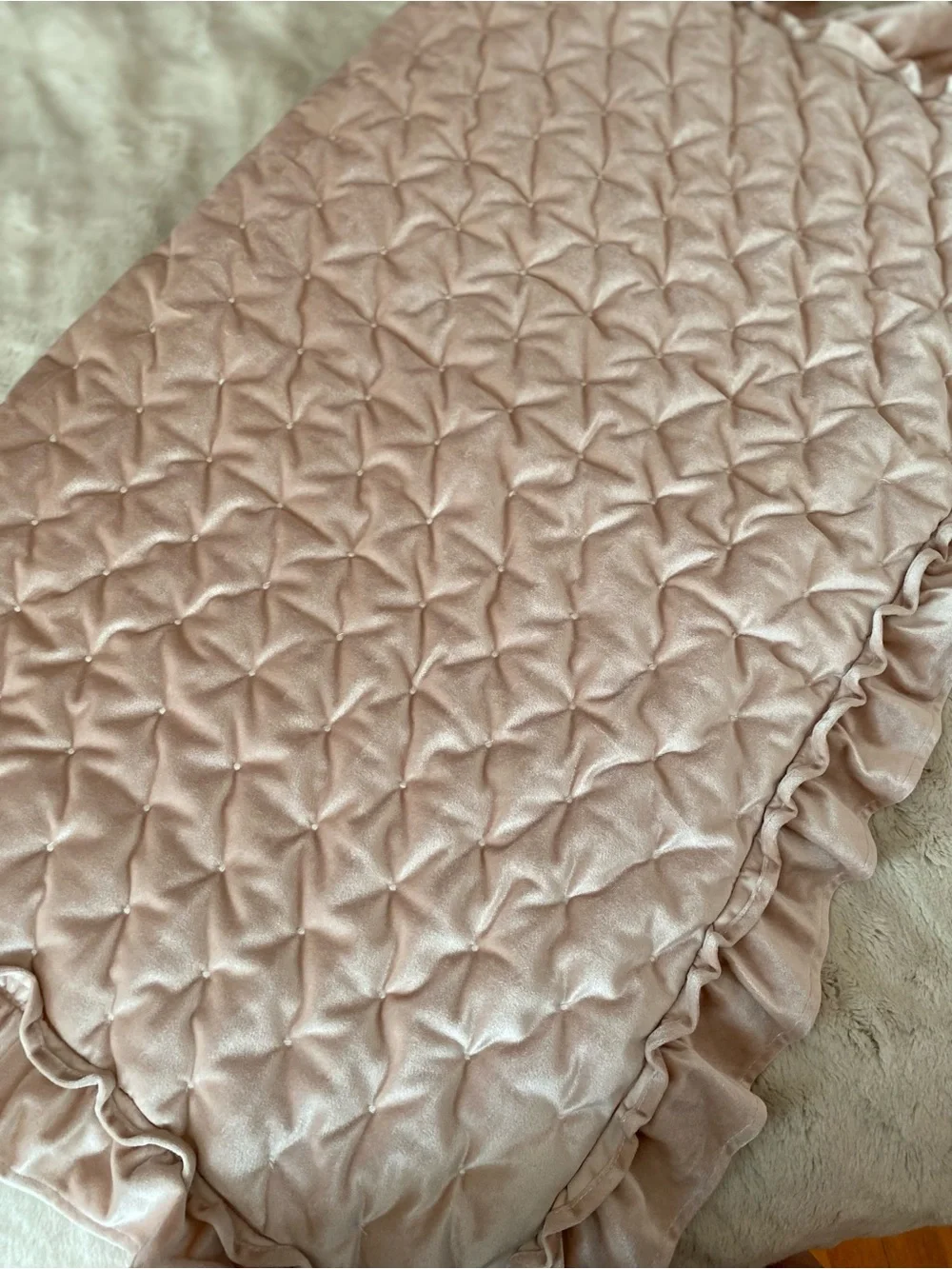 Levtex baby Heritage pink velvet quilted crib blanket